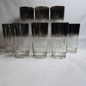 VINTAGE SET OF 8 DOROTHY THORPE STYLE SILVER FADE HIGHBALL GLASSES